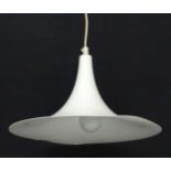 Vintage Retro : A Danish designed ' Semi ' Pendant light / Lamp with white livery ,
