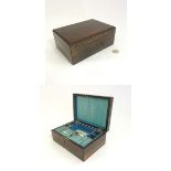 A late Regency Rosewood sewing box with silver thimble,