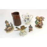 A quantity of ceramics comprising two Hummel & Goebel figures, a Beswick 'Chaffinch' bird figure,