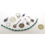 Assorted jewellery to include a silver bracelet,