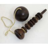 Bilboquet : a treen ( Rosewood ) Ball and Spike turned child's game.