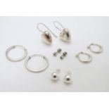 5 various pairs of silver and white metal earrings CONDITION: Please Note - we do