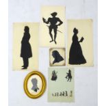 Silhouettes : a quantity of assorted cut out silhouettes , a knight portrait ,