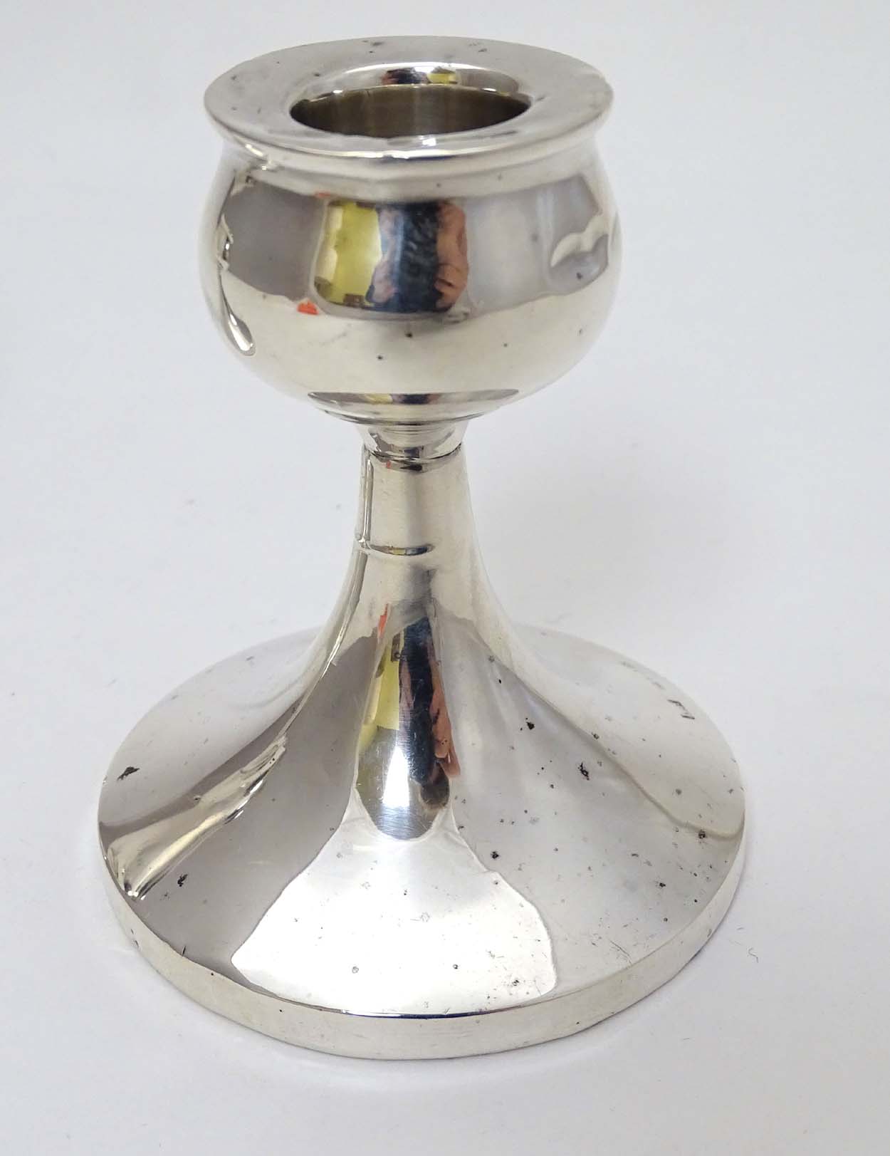 A pair of short silver candlesticks hallmarked Birmingham 1947 maker William Adams 3 1/2" long - Image 5 of 6