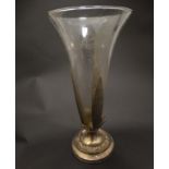 A glass epergne / vase with silver plate pedestal stand / holder.