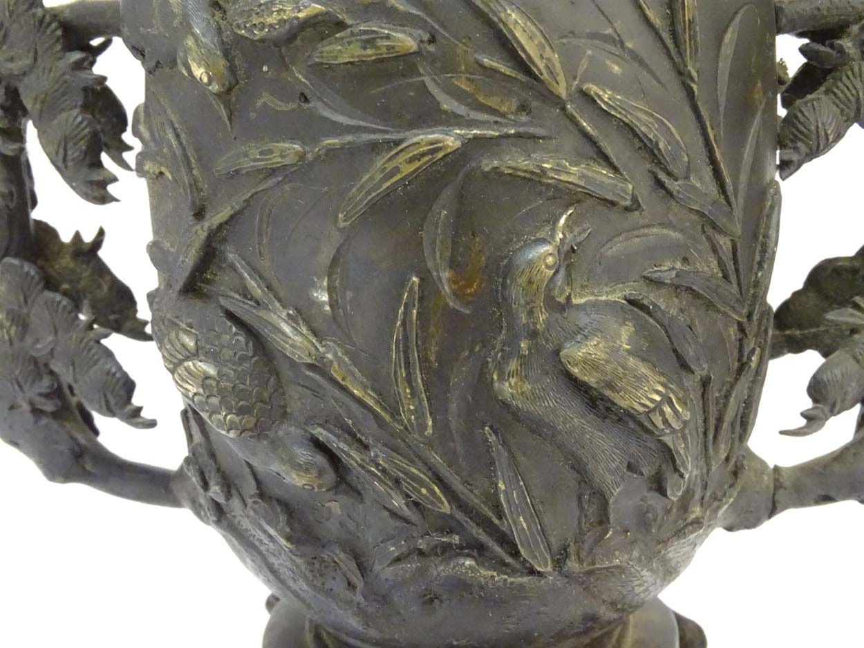 Japanese Bronze Urns : a pair of USUBATA for IKEBANA ( Japanese flower arranging ) wide necks with - Image 7 of 7