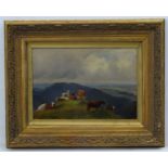Friedrich Johann Voltz (1817 - 1886) German, Oil on board, Cattle in a landscape,