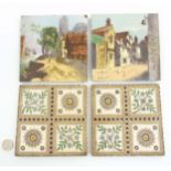 A quantity of four 4 tiles to include two depicting scenes from Devizes, Wiltshire,