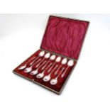 A cased set of 12 apostle teaspoons hallmarked Sheffield 1894 maker John Henry Potter 4 3/4" long