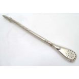 A white metal mate straw / bombilla 7 1/2" long CONDITION: Please Note - we do not