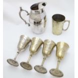 Assorted silver plated wares to include tankard,