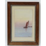 J Howard early XX Marine School, Watercolour and gouache, Returning fishing boat,