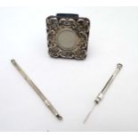 A miniature silver photograph frame hallmarked Birmingham 1901 maker Crisford & Norris,