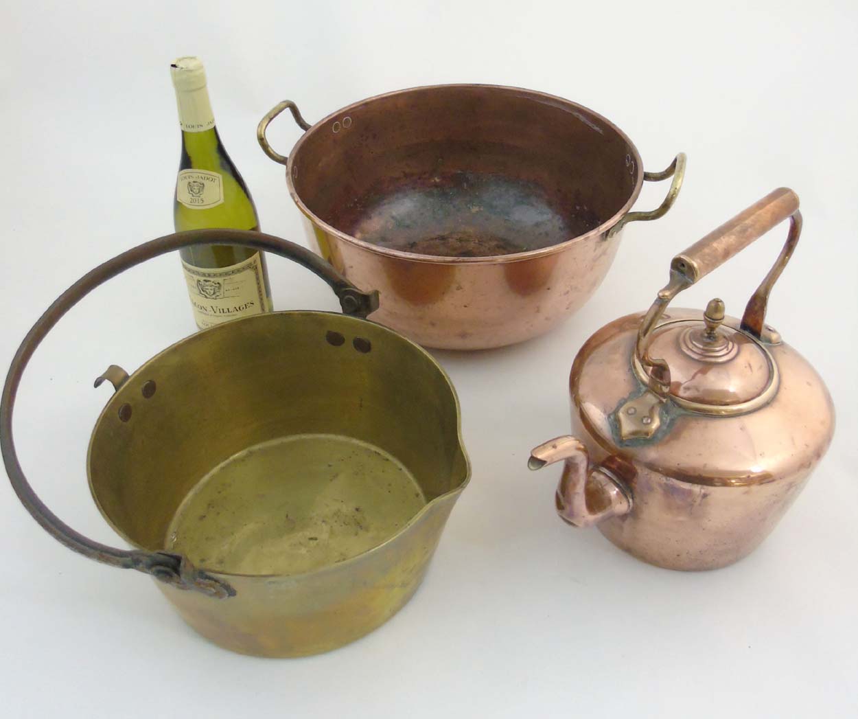 19th C cooking items to include : a copper stove top kettle , - Image 3 of 6