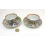 Two Chinese Famille Rose tea bowl and saucers,