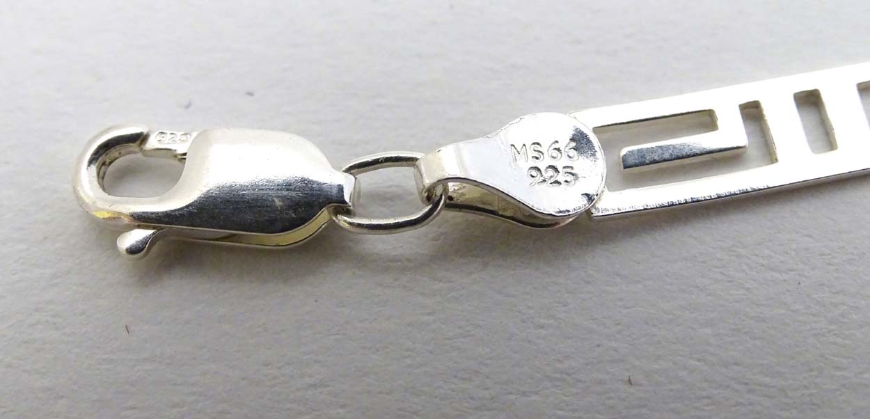 A silver bracelet with Greek Key decoration together with a silver necklace with pendant inspired - Image 7 of 7