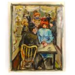 Francesco Musso (1942) Spanish, Acrylic, After Touluse Latrec , a French cafe interior,