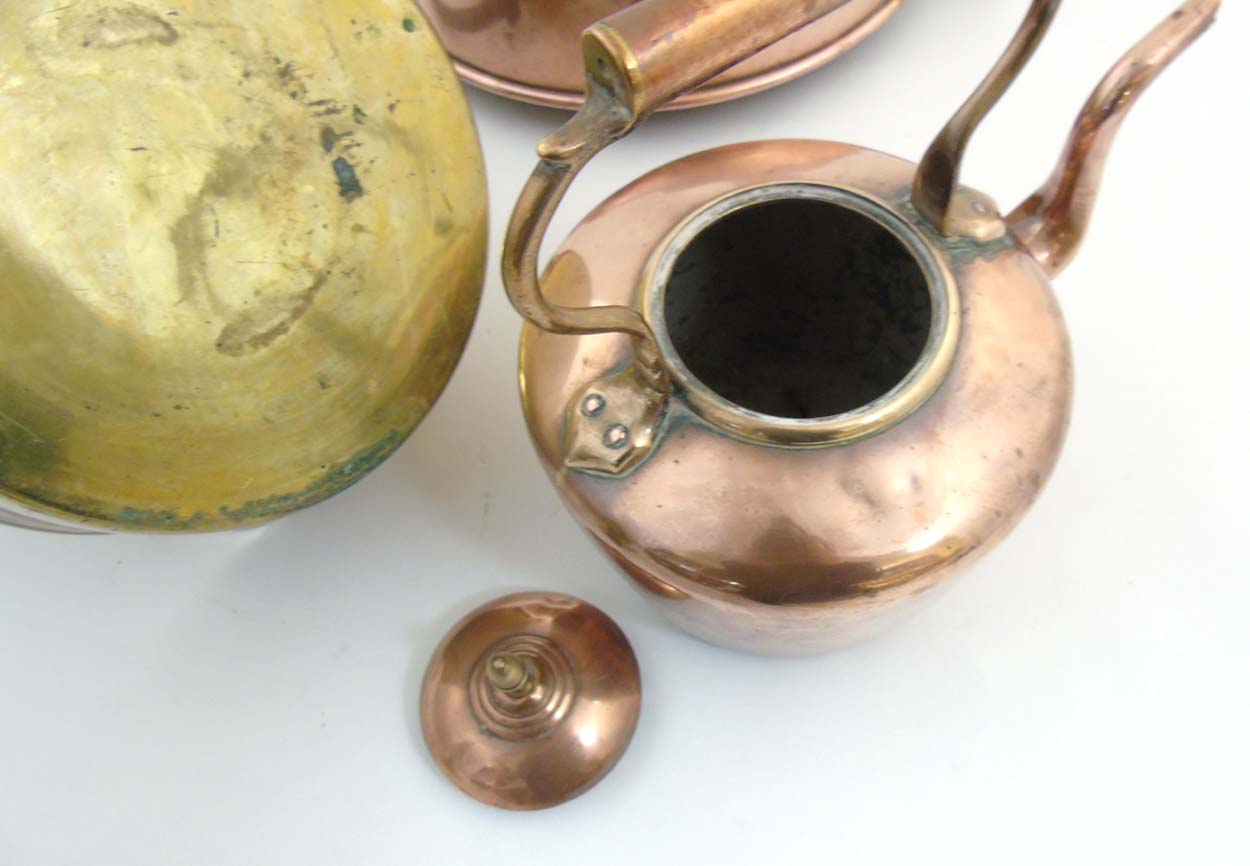 19th C cooking items to include : a copper stove top kettle , - Image 2 of 6