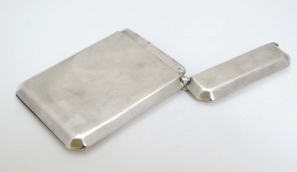 A silver visiting card case with hinged lid and canted corners. - Image 2 of 7