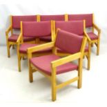 Vintage Retro: A set of 6 Hans J Wegna for Getama designed Danish armchairs in solid blonde Beech