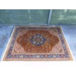 Carpet / Rug : A hand woven woollen carpet with brown ,
