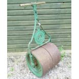 Garden and Architectural Salvage : an early 20 thC painted ' New Crown ' cast Iron Garden roller,