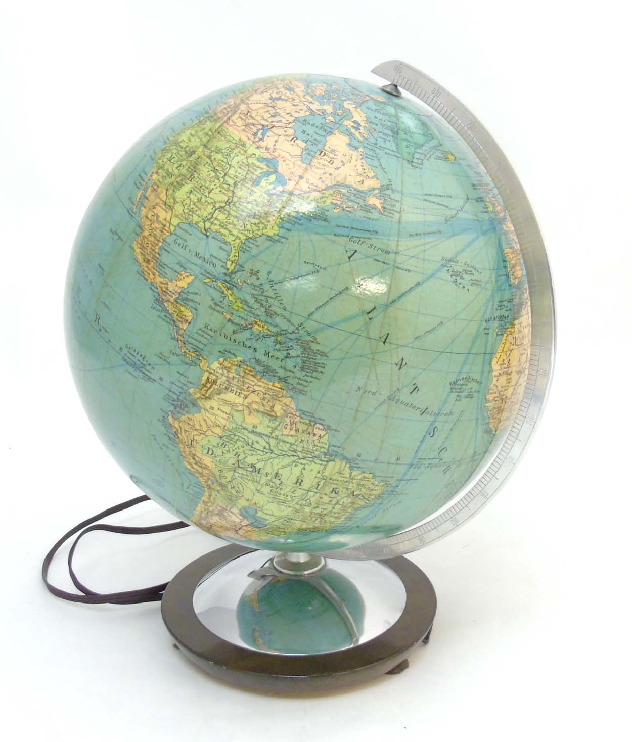 Vintage Retro :12"electric light Terrestrial globe, marked ' Duo Erdglobus ' , - Image 5 of 7