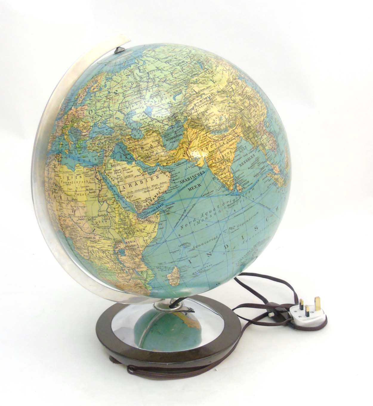 Vintage Retro :12"electric light Terrestrial globe, marked ' Duo Erdglobus ' , - Image 6 of 7