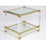 Vintage Retro / Mid Century : 2 tier occasional table with bevelled glass shelves ,