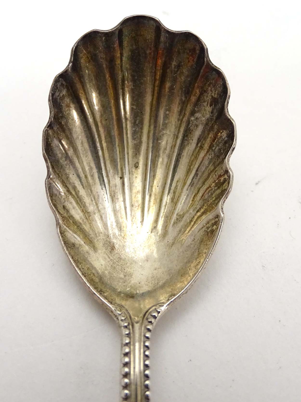 Three silver caddy spoons one hallmarked London 1893 maker Robert Stebbings with shell formed bowl, - Image 4 of 17