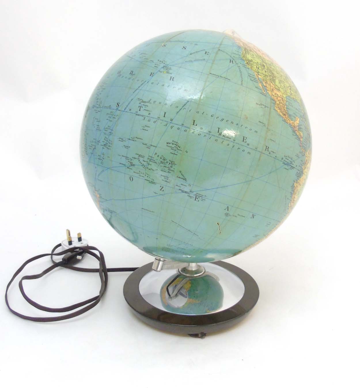 Vintage Retro :12"electric light Terrestrial globe, marked ' Duo Erdglobus ' , - Image 4 of 7
