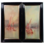 Anton Perique XIX-XX Venetian School, Watercolours, a pair, ' St.