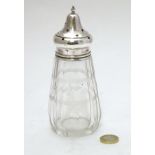 A cut glass sugar shaker / caster London c.