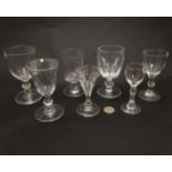 Glass - 7 assorted small pedestal glasses,