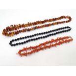 3 various bead necklaces to include a facet cut french jet bead necklace,