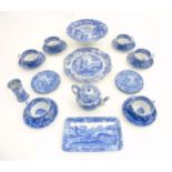 A quantity of blue and white Copeland Spode ceramics comprising a teapot,
