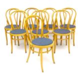 Vintage Retro :a set of 8 Bentwood cafe / Bistro chairs with blonde beech hoop back and circular