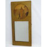 Arts and Crafts : a ' Rowley ' pier mirror having marquetry panel ( a tondo ) ,