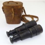 Militaria : A pair of cased early 20thC Binoculars ,