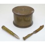 Militaria : An assortment of three items of WWI & WWII memorabilia,