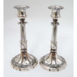 A pair of 19thC Old Sheffield Plate candlesticks by Roberts Cadman & Co.