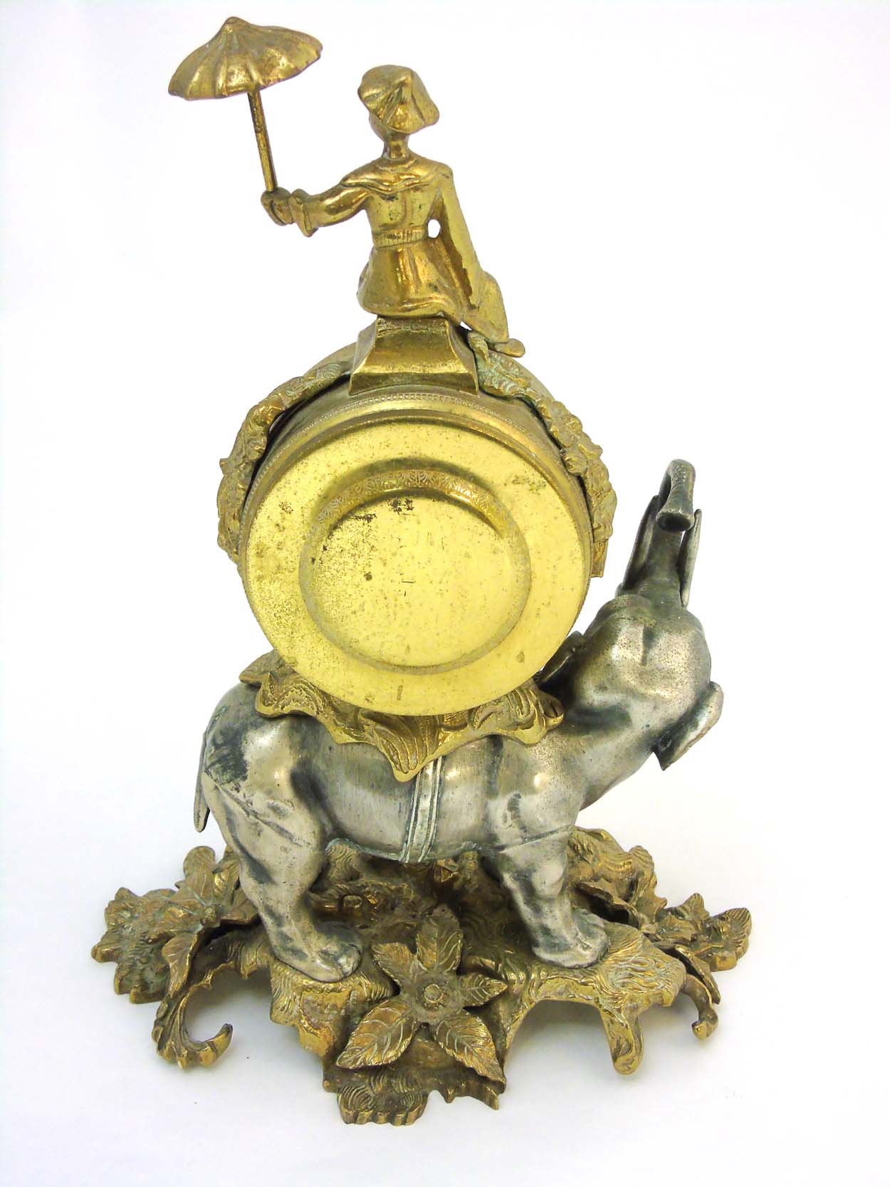 Elephant Clock : an Italian Brevettato brass & bronze elephant mantel clock The top surmounted by a - Image 6 of 10