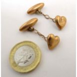 9ct gold cufflinks of heart form .