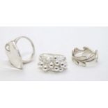 3 various silver dress rings CONDITION: Please Note - we do not make reference to