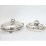 2 oval silver plated entree dishes / tureens with covers CONDITION: Please Note -
