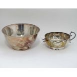 A silver plated two handled bowl,