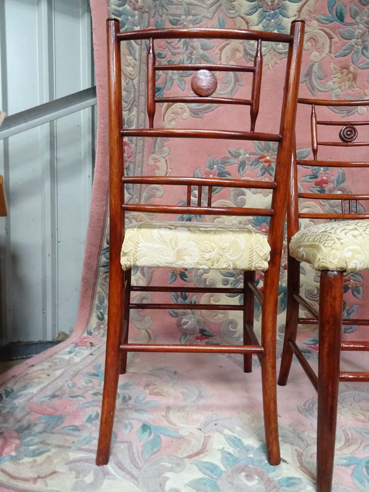 A pair of Arts and Crafts upholstered boudoir chairs CONDITION: Please Note - we do - Image 3 of 4