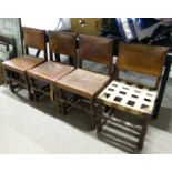 A set of 4 leather upholstered dining chairs for restoration CONDITION: Please Note