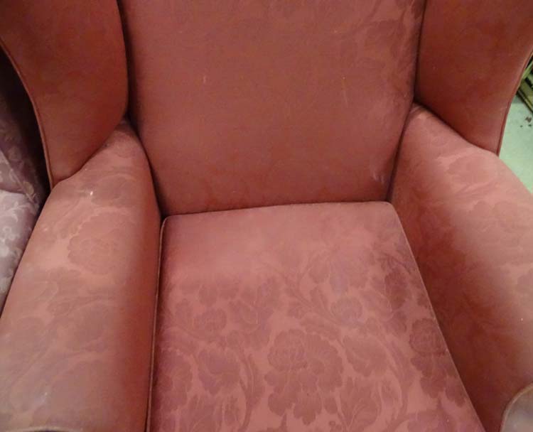 A pair of upholstered wing back armchairs for restoration CONDITION: Please Note - - Image 4 of 6