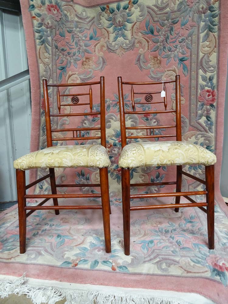 A pair of Arts and Crafts upholstered boudoir chairs CONDITION: Please Note - we do - Image 4 of 4